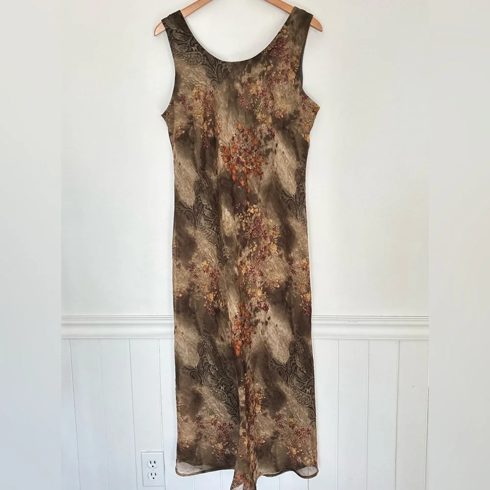 Vintage Y2K Floral Paisley Green Dress Size 16 Whimsycal Fairy Romantic * D49 - Picture 3 of 14